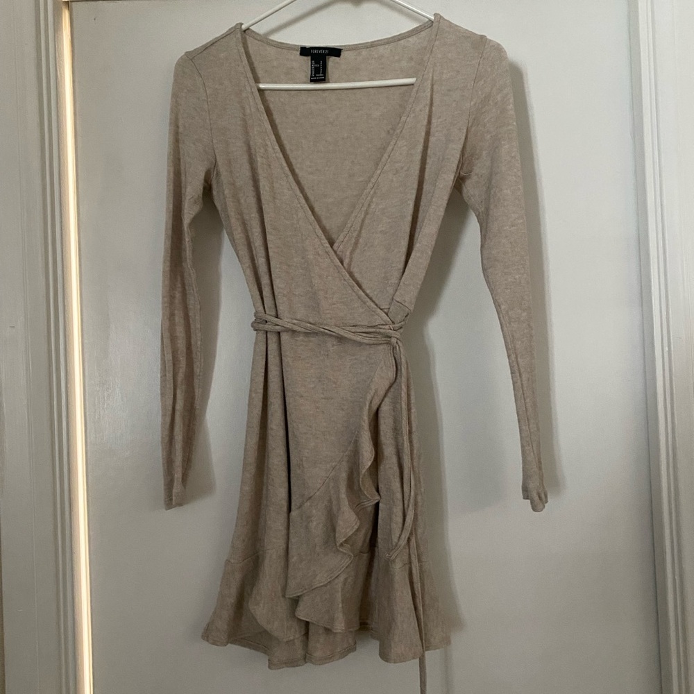 Forever 21 Beige Wrap Dress